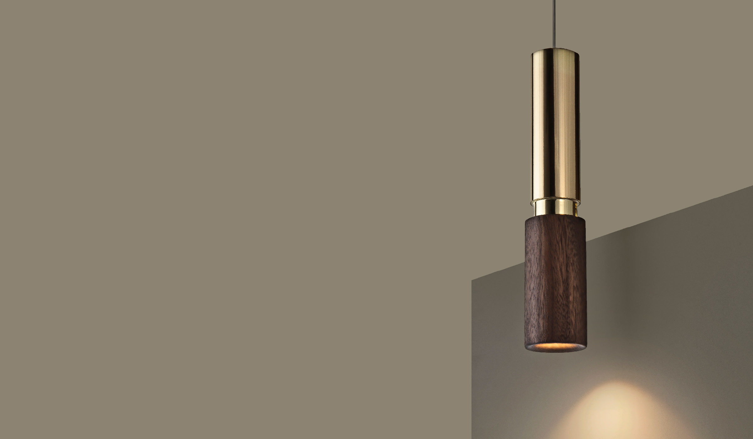 tubular shape amelia pendant lamp David Pompa on brown background