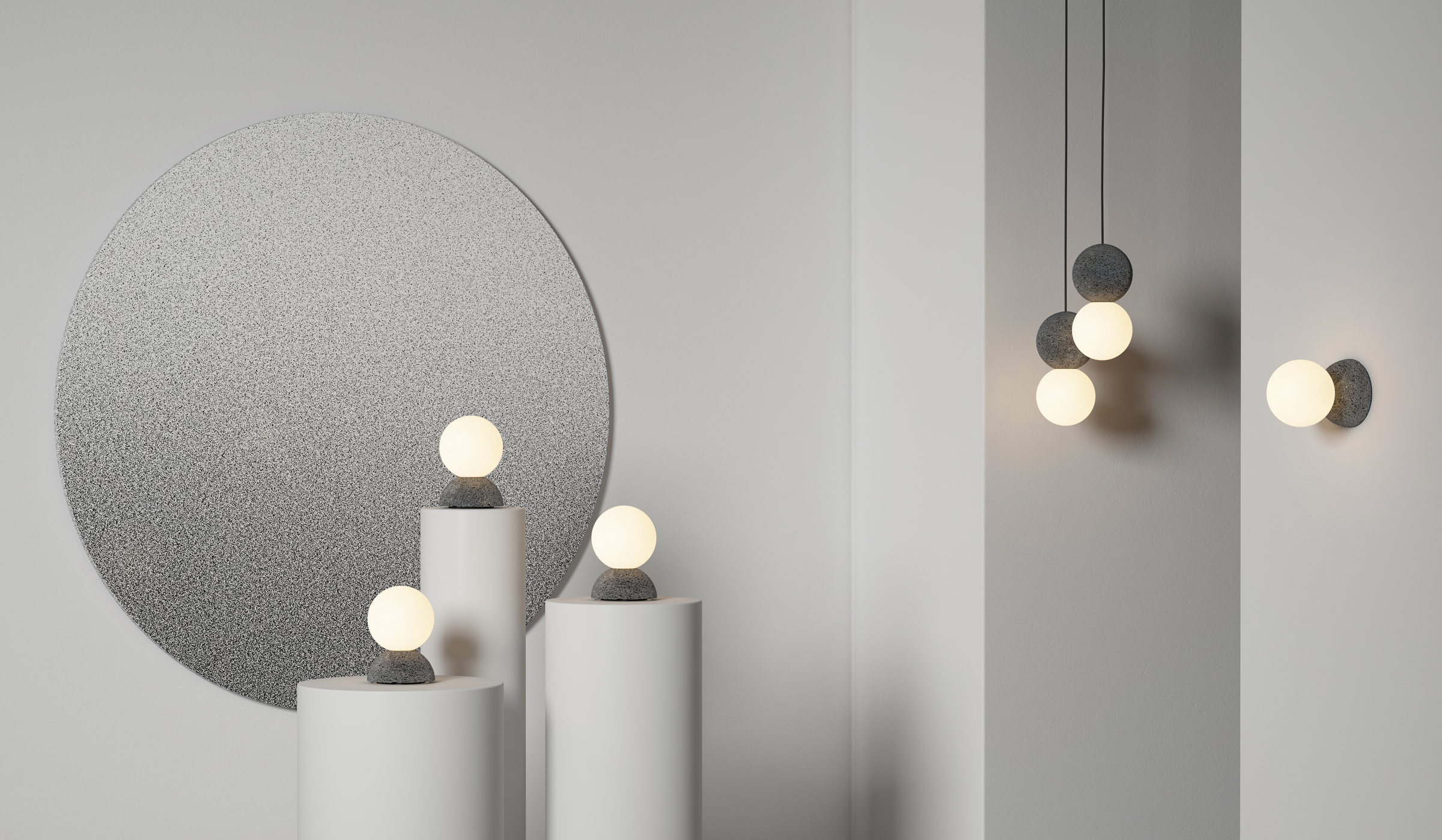 Combination of Origo table and pendant lamps