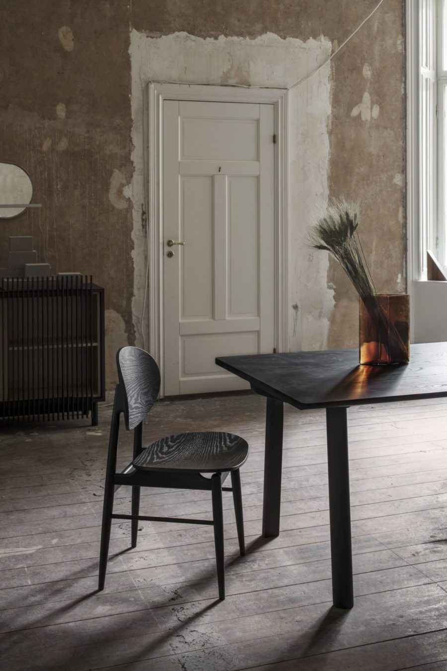 black chair with dining table