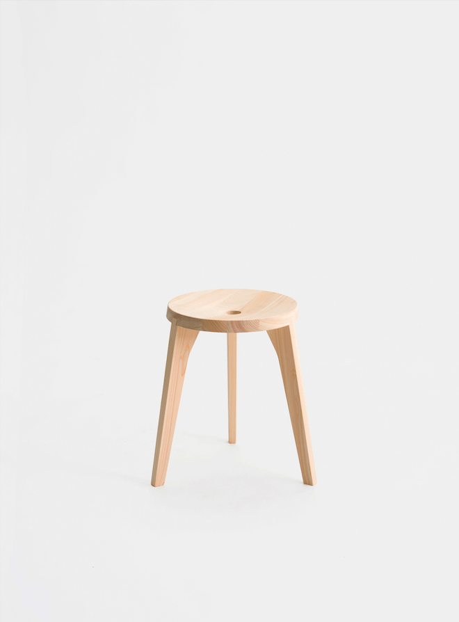 dovetail stool in hinoki